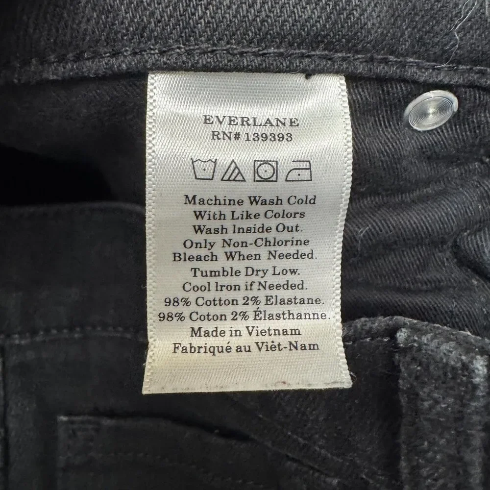 Everlane The High Rise Straight Leg Denim Jeans Mens 28 Regular Black Dark Wash
